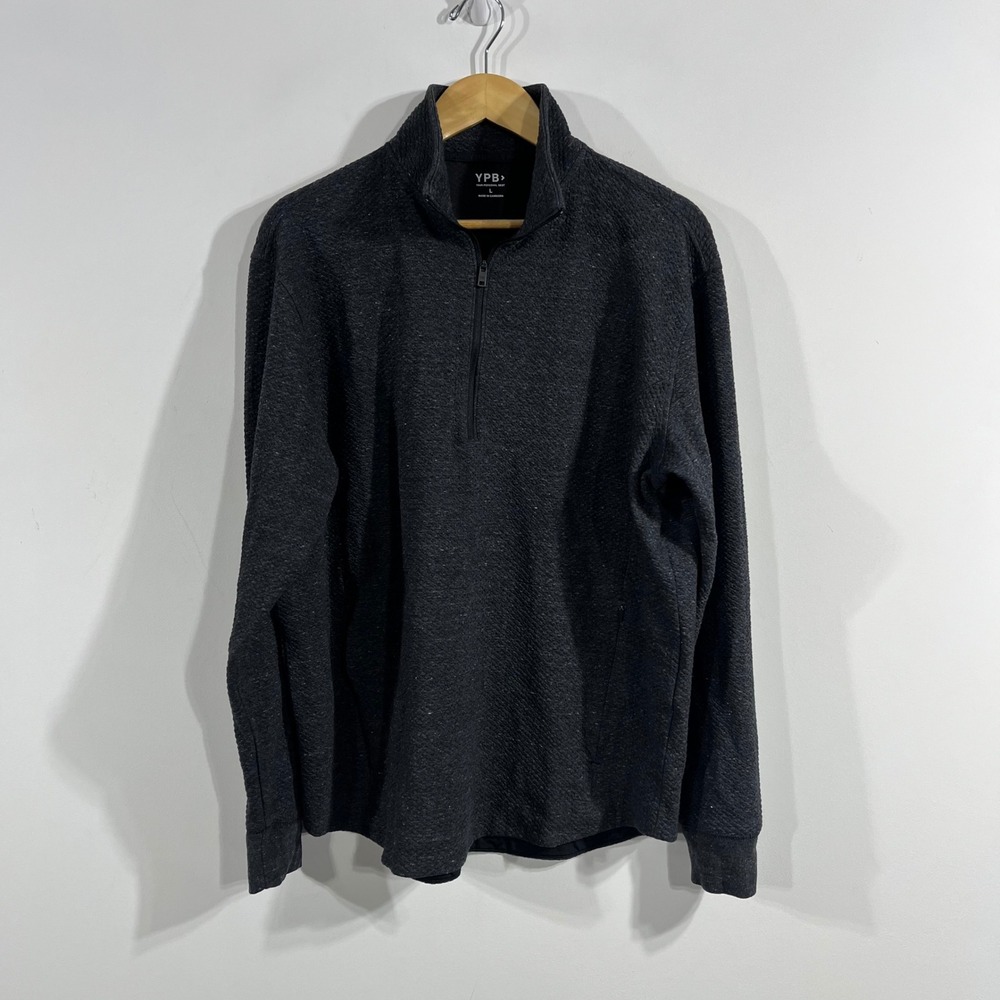 YPB Sporty Athleisure Preppy 1/4 Zip Pullover Sweatshirt Mens Large Casual Gray